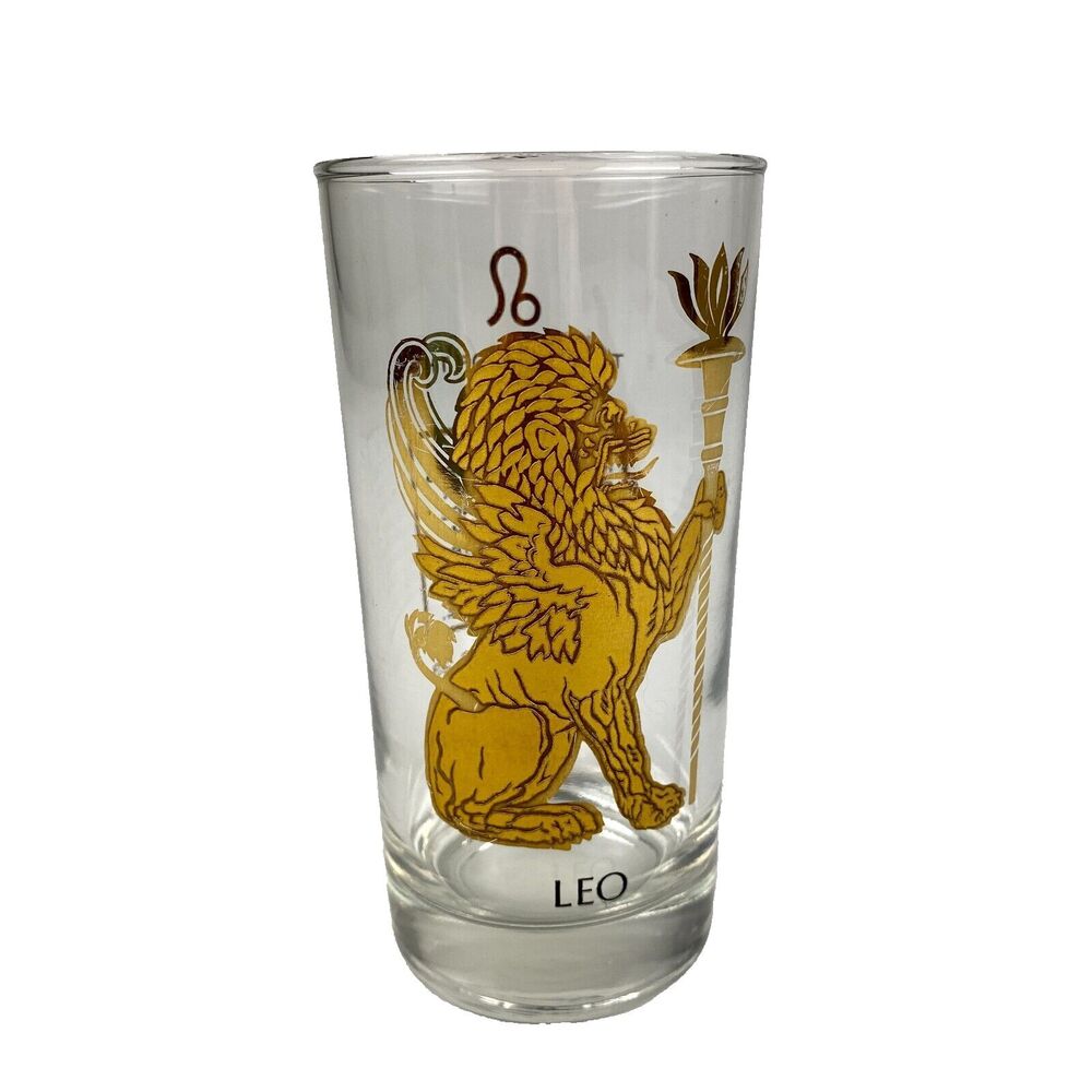 VTG MCM Anchor Hocking Zodiac Highball Tumbler Glass Leo Astrology 1960s